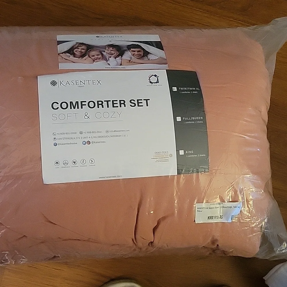 KASENTEX Twin Rose/Beige DownAlternative Quilted Comforter/insert Reversible New